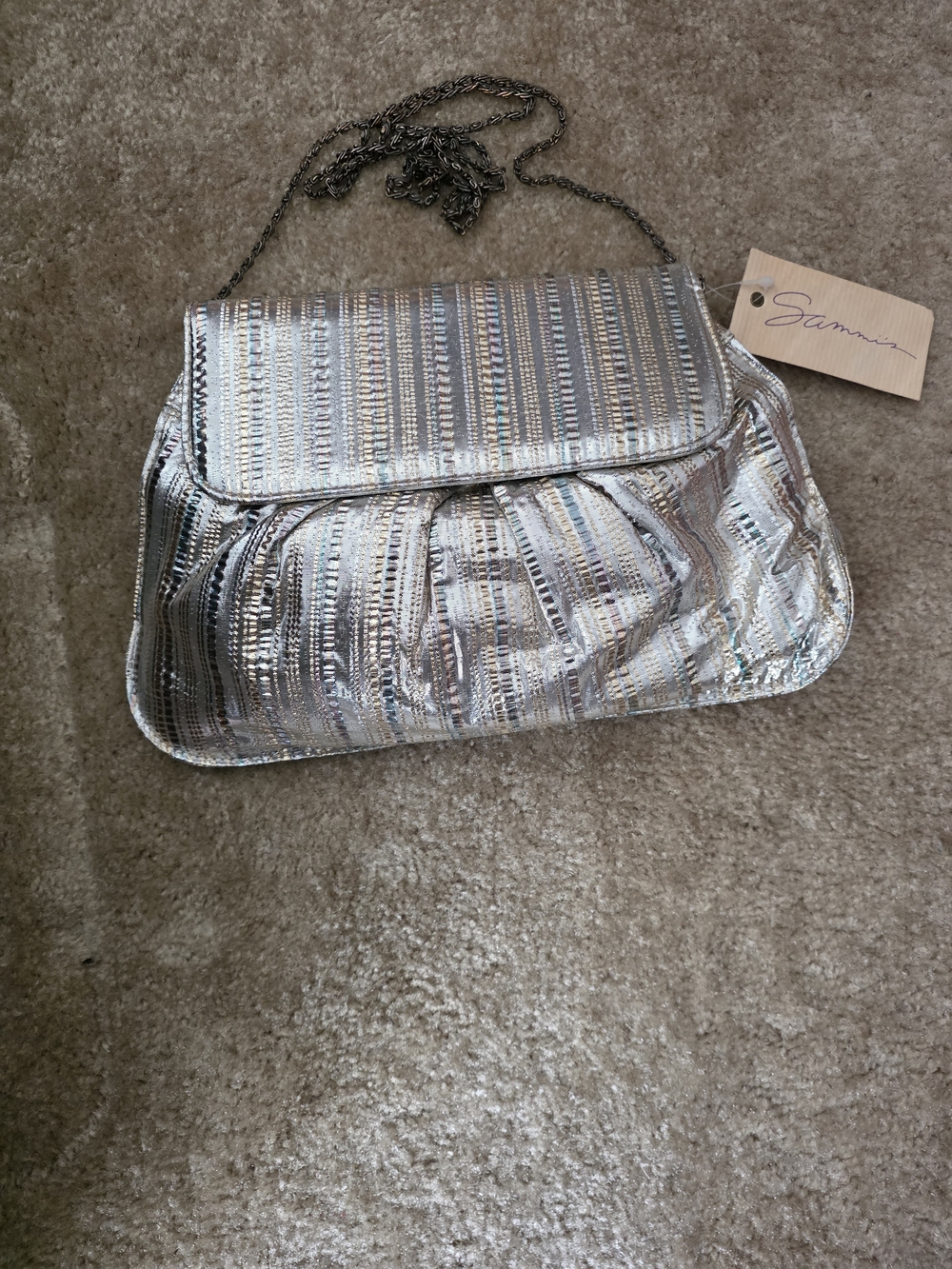 Silver Metallic Evening Shoulder Bag